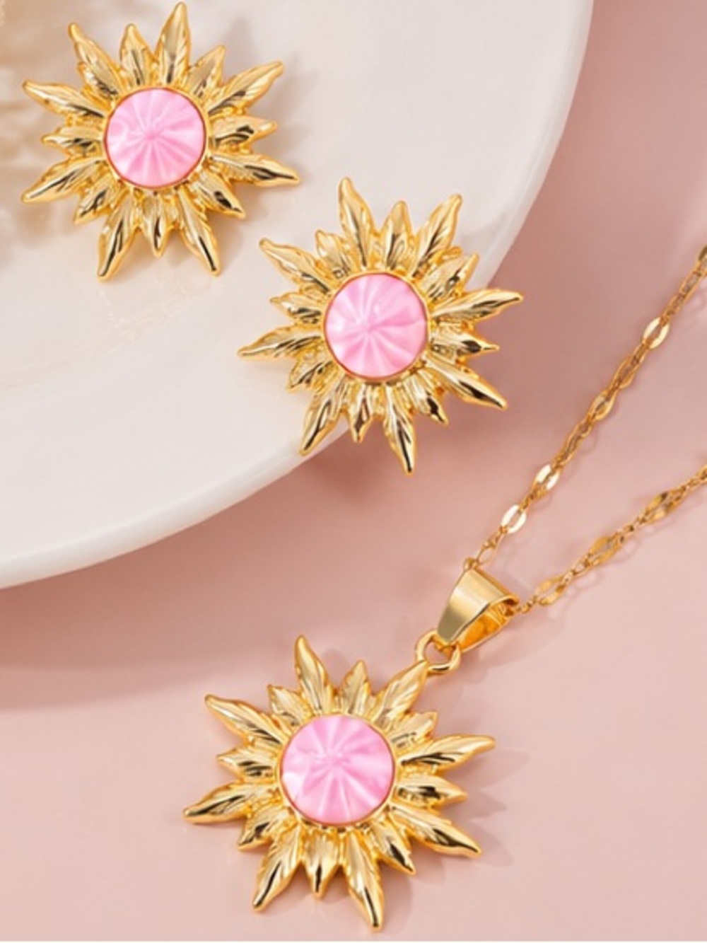 Pink Sunflower Jewelry Set - Picture 4 of 4